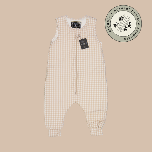 2.0 TOG bamboo winter sleep suit | almond beige gingham