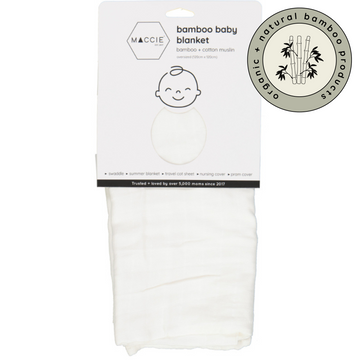 bamboo muslin swaddle baby blanket | white