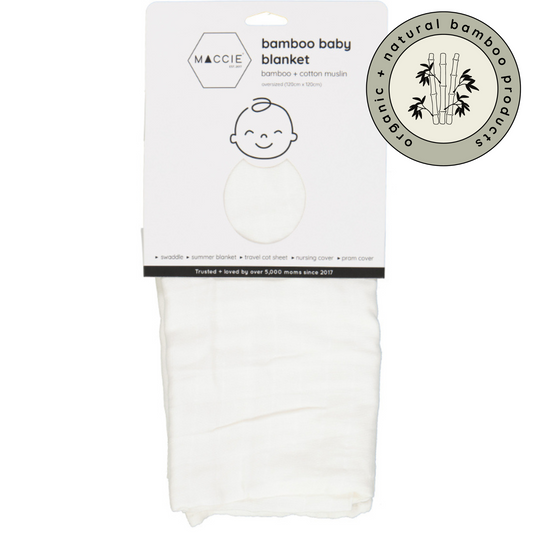 bamboo muslin swaddle baby blanket | white