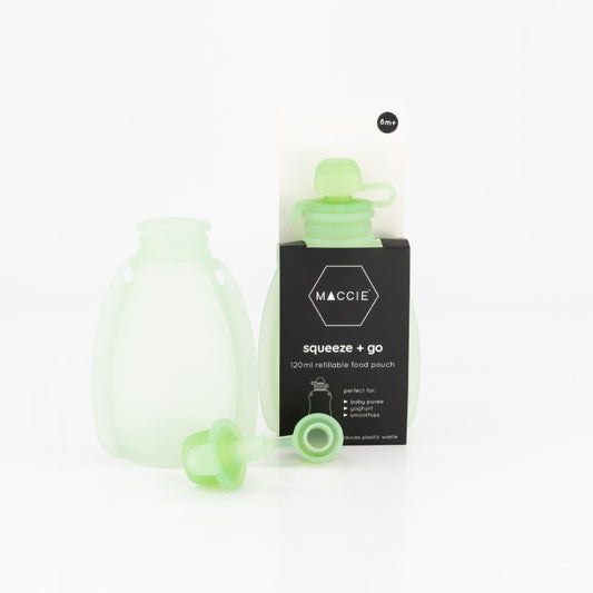 squeeze + go refillable food pouch | lime green
