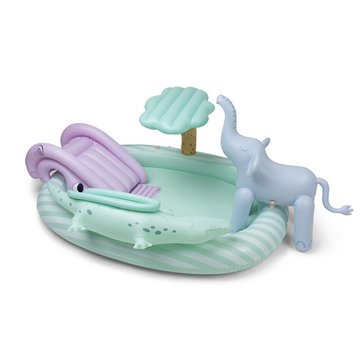 inflatable toddler play pool with slide | wild life