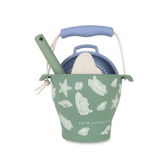 silicone beach bucket + toy set | surfer