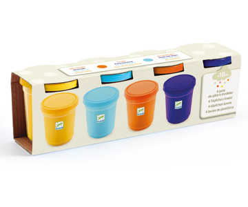 4 pots of play dough by DJECO l natural colors