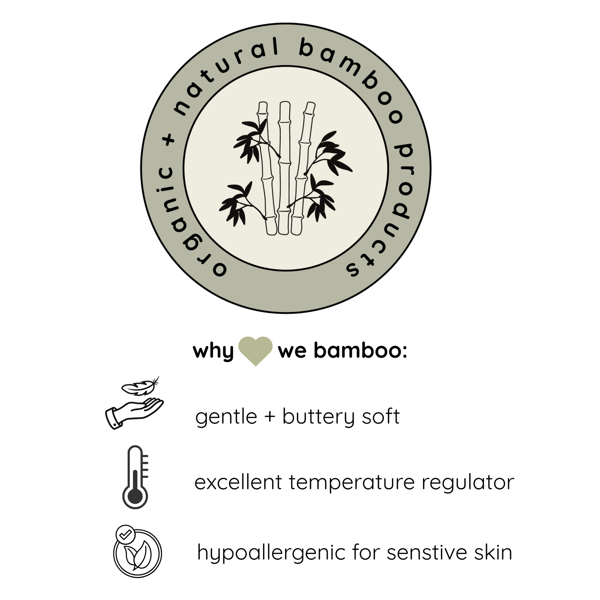 Bamboo product label with text about its benefits on a white background