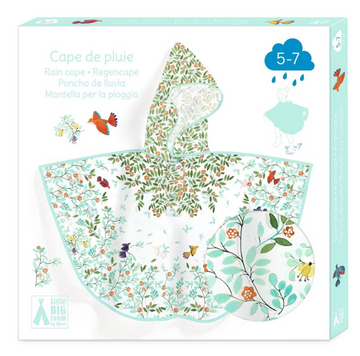 toddler rain hooded poncho by DJECO l bird + flowers ( ages 5-7)
