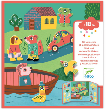 re-usable stickers with book for toddlers by DJECO l animals