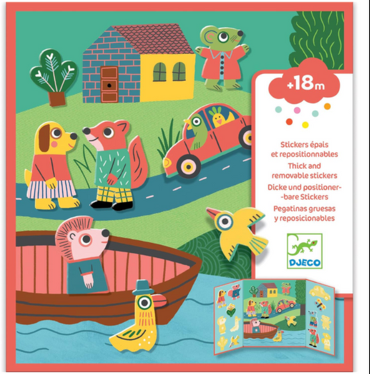 re-usable stickers with book for toddlers by DJECO l animals