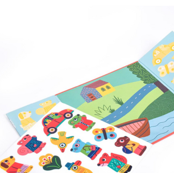re-usable stickers with book for toddlers by DJECO l animals