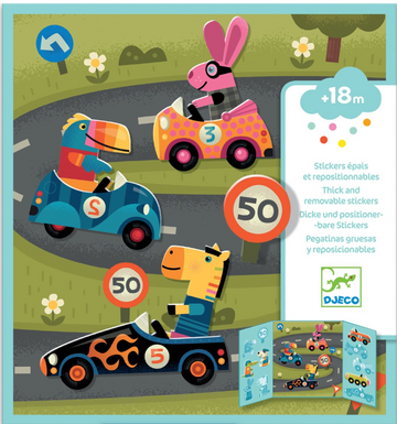re-usable stickers with book for toddlers by DJECO l cars