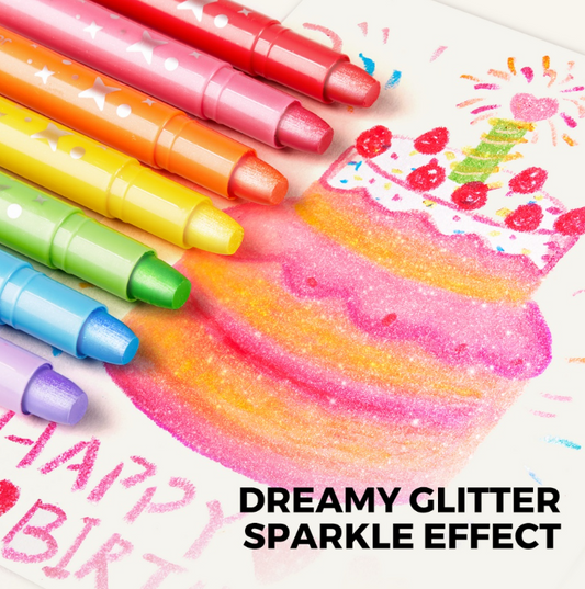 Jar Melo l 12 dreamy glitter twistable silky crayons