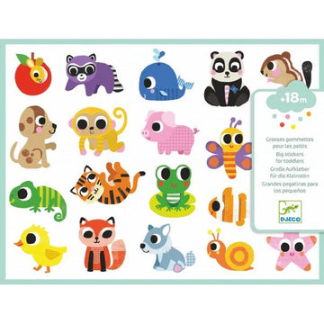 easy-peel big stickers for toddlers by DJECO l baby animals
