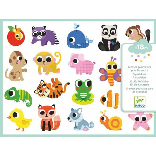 easy-peel big stickers for toddlers by DJECO l baby animals