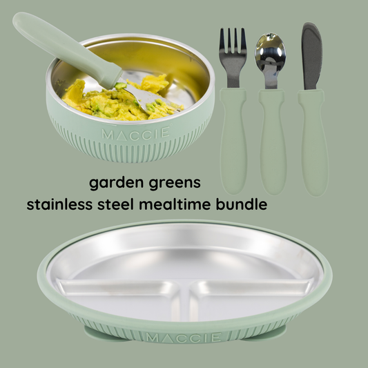 garden greens stainless steel mealtime bundle (save R70)