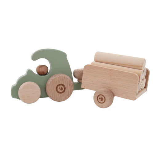 wooden push car by GROW BABY l tractor with trailer