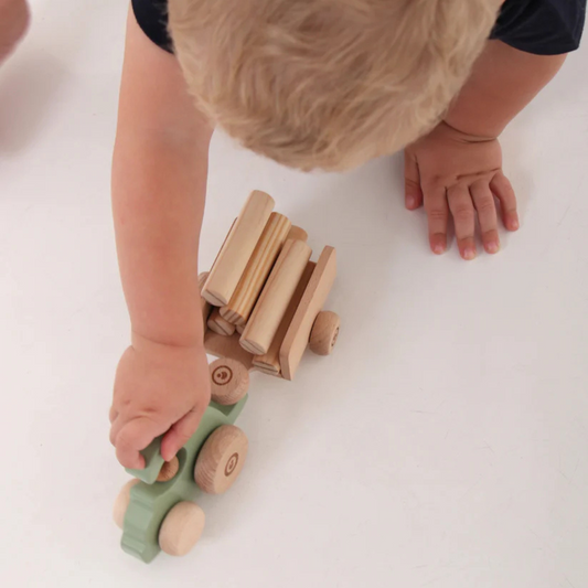 wooden push car by GROW BABY l tractor with trailer