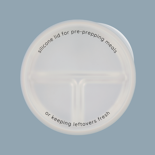 grip + grub | stainless steel divider suction plate with clear silicone lid