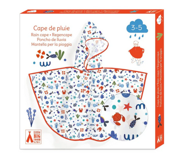 toddler rain hooded poncho by DJECO l oceans (age 3-5)