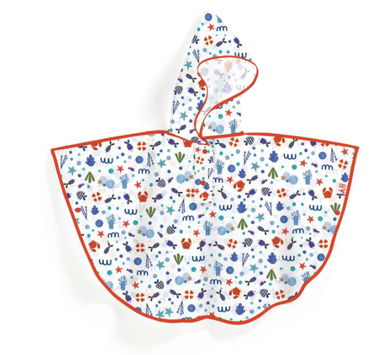 toddler rain hooded poncho by DJECO l oceans (age 3-5)