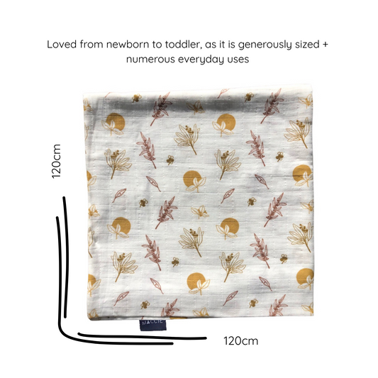 bamboo muslin swaddle baby blanket | autumn leaves