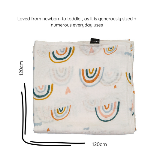 bamboo muslin swaddle baby blanket | rainbow