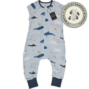 0.3 TOG bamboo summer toddler sleep suits | whale dreams