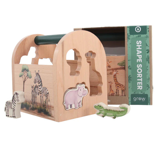 wooden animal shape sorter by GROW BABY l african safari