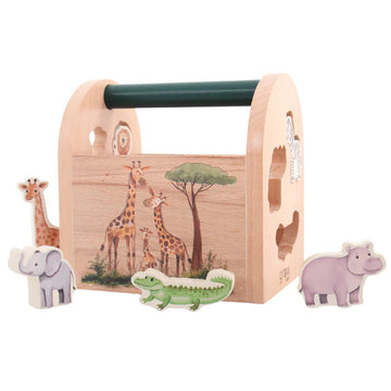 wooden animal shape sorter by GROW BABY l african safari