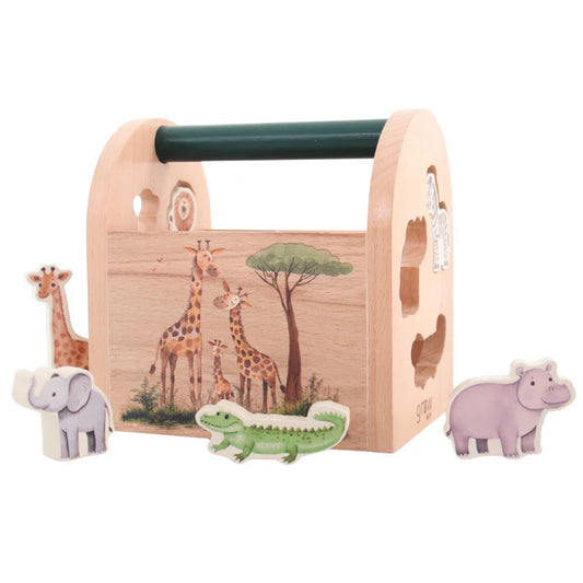 wooden animal shape sorter by GROW BABY l african safari
