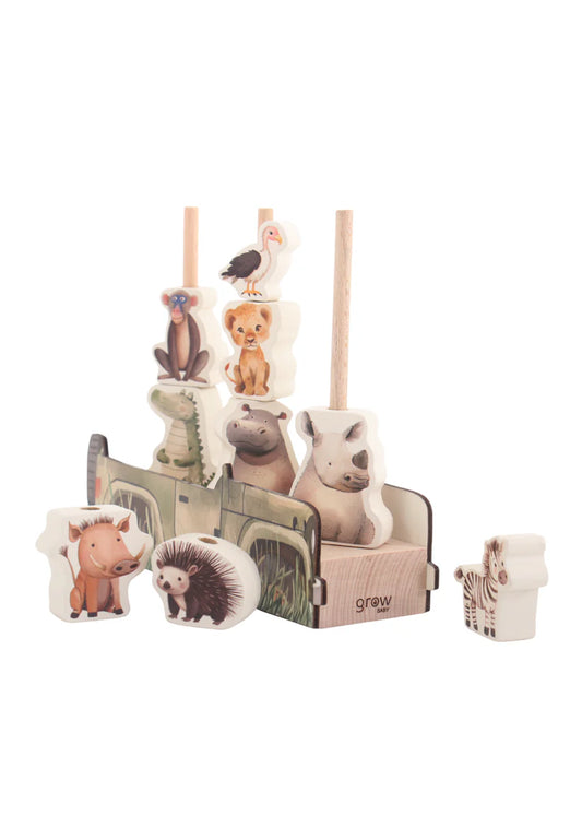 wooden animal stacker by GROW BABY l african safari