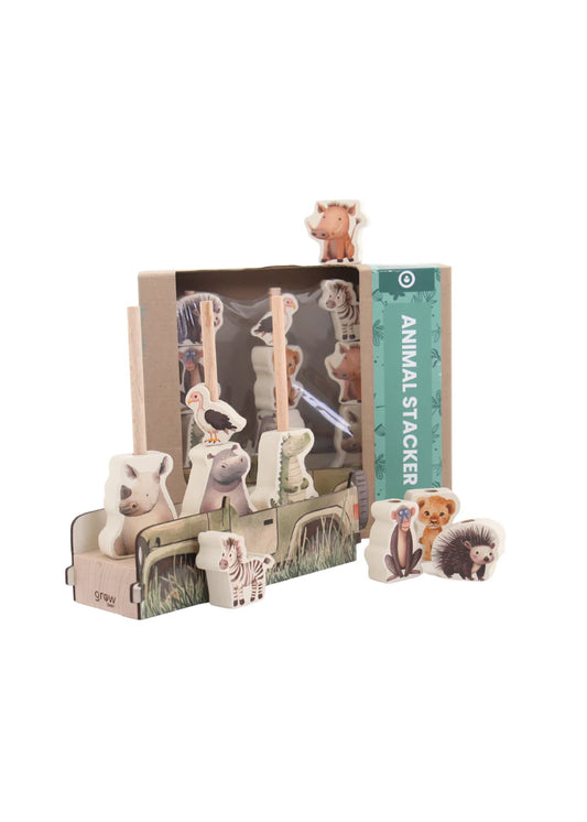 wooden animal stacker by GROW BABY l african safari