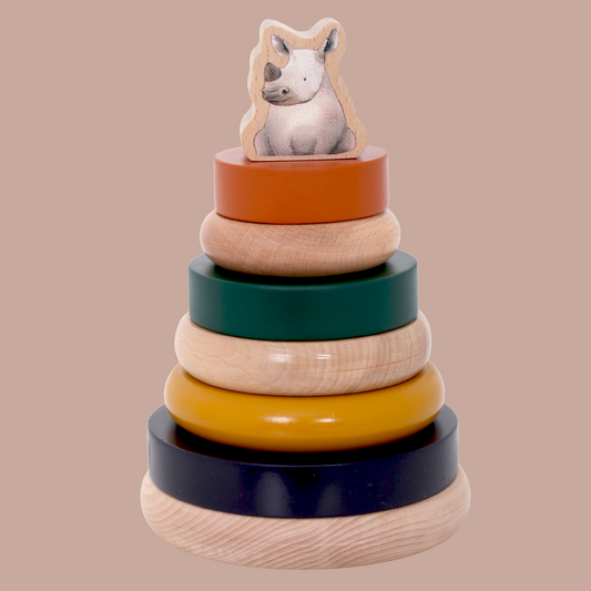 wooden ring stacker by GROW BABY l african safari