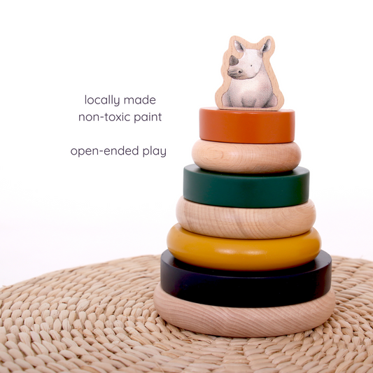 wooden ring stacker by GROW BABY l african safari