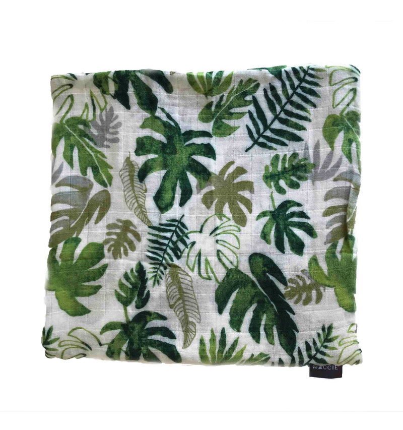 tropical leaf swaddle blanket